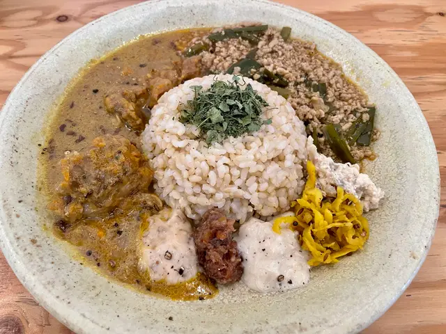 本と玄米カレー ヨスカ