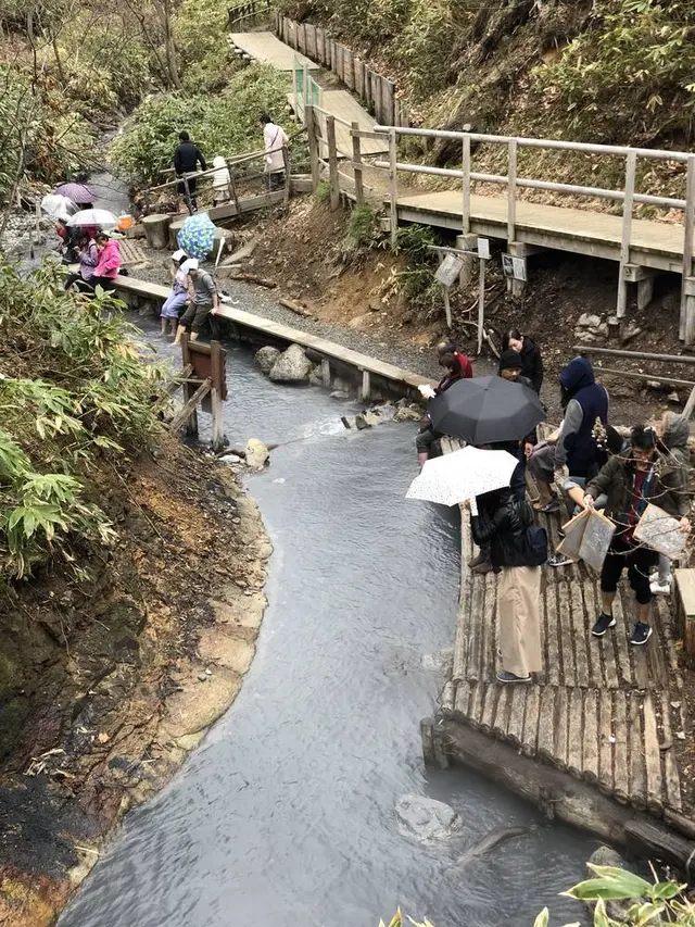 大湯沼川天然足湯