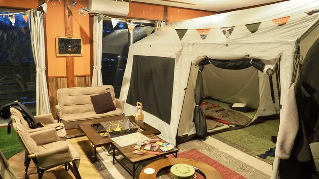 チビと一緒にテント宿泊!(屋内)