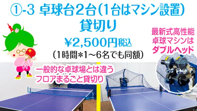 芝公園卓球場プラスは「まるごと貸切り」のプライベート卓球場！カラオケ機器もご利用可能！
