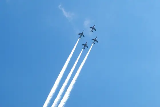 航空ショーが見える