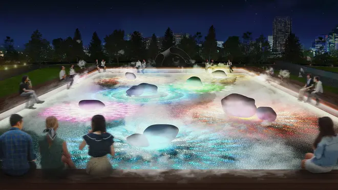 光と霧のデジタルアート庭園イメージ