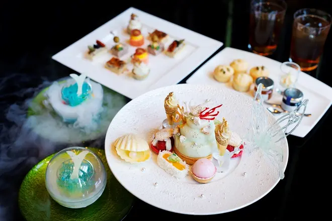 蝶が舞う ギャラリーアフタヌーンティー Pearl Ocean 