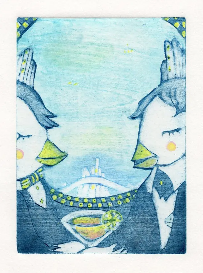 「双子塔（ツインタワー）」150×108㎜　ポルクとカトル、35星雲での会談