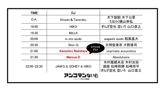 DJタイムスケジュール