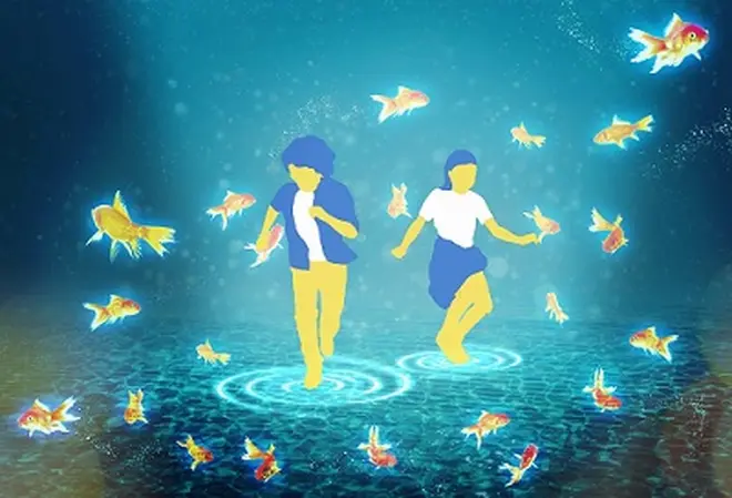 人の動きに合わせて映像が変化する