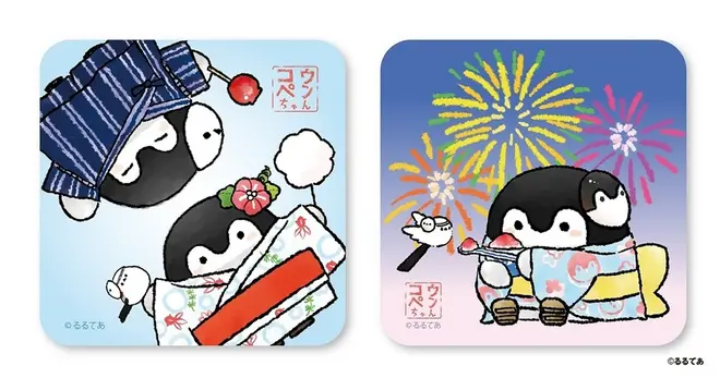 先行 コウペンちゃんの夏祭り ハンドタオル（金魚×じんべい）（花火）©るるてあ