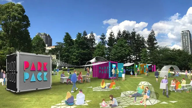 コンテナを開くと遊び場に変化するPARK PACK（イメージ）