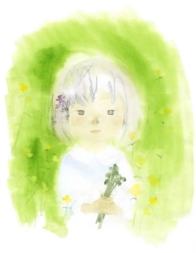 いわさきちひろ　わらびを持つ少女 『あかまんまとうげ』（童心社）より	1972年
