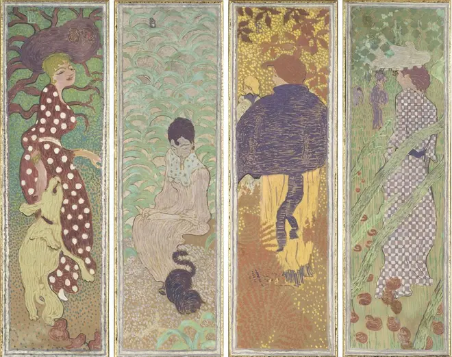 ピエール･ボナール《庭の女性たち》　1890-1891年　 デトランプ、カンヴァスに貼り付けた紙（装飾パネル）　オルセー美術館　©️RMN-Grand Palais (musée d'Orsay) / Hervé Lewandowski / distributed by AMF