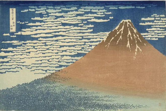 「冨嶽三十六景・凱風快晴」葛飾北斎筆　江戸時代・19世紀