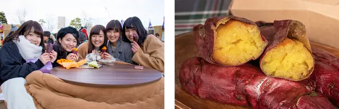 ほくほくのやきいもをこたつの中で暖まりながら楽しめる