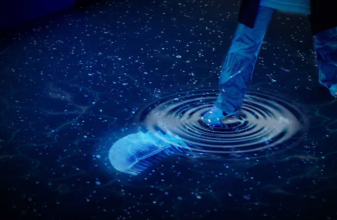 水の上を歩くと波紋が広がる