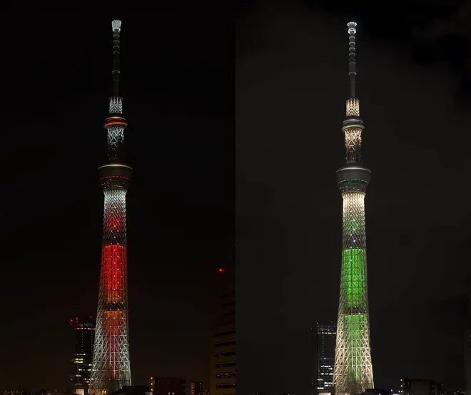 左 キャンドルツリー 右 シャンパンツリー ©TOKYO-SKYTREE