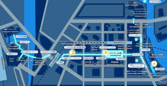 横浜駅東口～さくら通り イルミネーション MAP