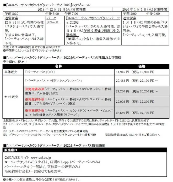 スケジュール TM & (c) Universal Studios.　All rights reserved.