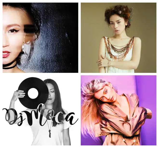 左上）DJQP　右上）Azumi（Wyolica）　左下）MOCA（ROSADO）　右下）RHYME