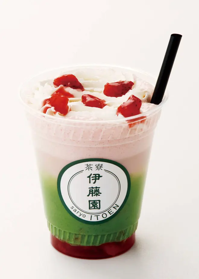 抹茶と苺みるくのラテ