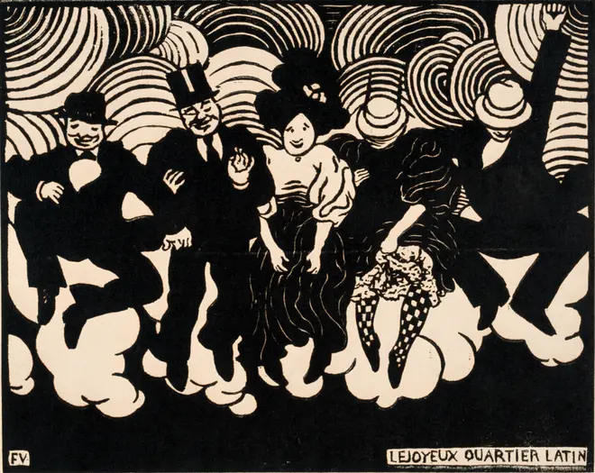 フェリックス・ヴァロットン　《愉快なカルティエ・ラタン》1895年　木版　17.9 x 22.4cm 　三菱一号館美術館 ※「開館10周年記念　画家が見たこども展」には出品なし