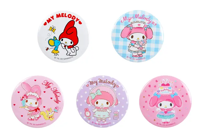 缶バッジ 全5種 各￥330 （C）’76,’20 SANRIO 著作（株）サンリオ