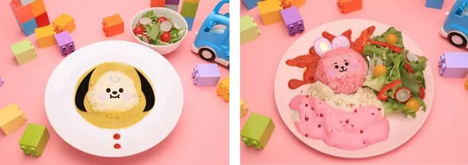CHIMMYのオムカレー、COOKYのマッスルロードチキンライス イメージ（c）BT21