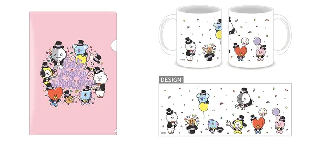 クリアファイル、マグカップ イメージ（c）BT21