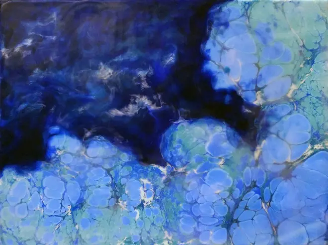 嶋津晴美「Earth 05c」2013 パネル、紙、アクリル、エンコウスティック 60.6x45.5 cm