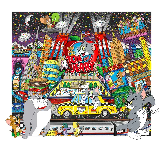 「トム＆ジェリー・イン・タウン」 額サイズ：52×55cm 税込220,000円