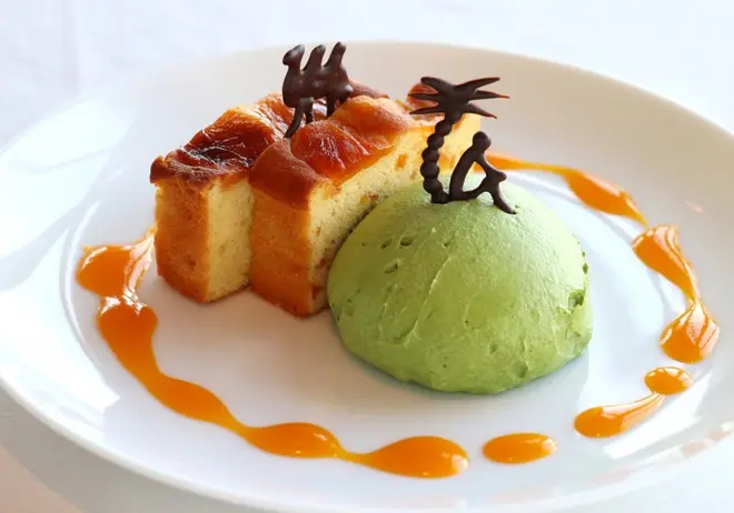 【砂漠デザート】パウンドケーキ砂漠と抹茶アイス島