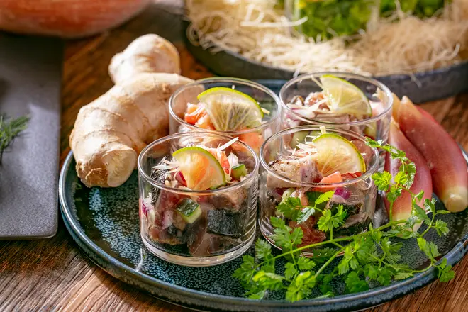 生姜風味の国産鰹（カツオ）のセビーチェ