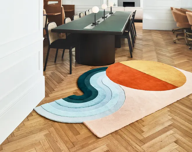▲＜スタジオ・ザ・ブルー・ボーイ＞Wavy Gradient rugーOrange x Yellow 289,000円＋税