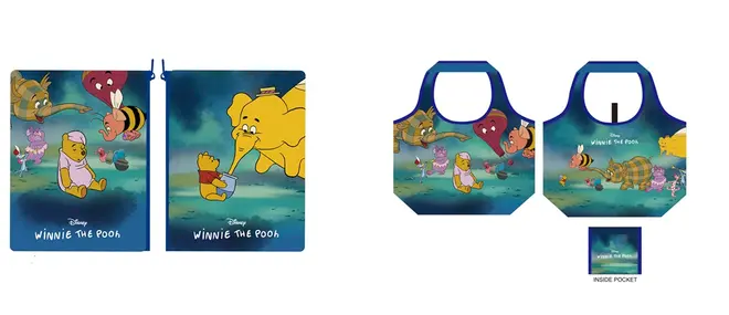 しぼ合皮フラットポーチ、くるくるエコバッグ(c) Disney. Based on the 