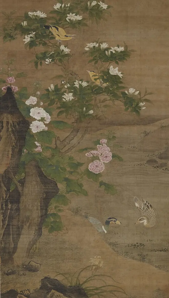 重要文化財　四季花鳥図（部分）　呂紀筆　中国・明時代・15 ～16 世紀　東京国立博物館蔵   【展示期間：4月13日～5月6日】