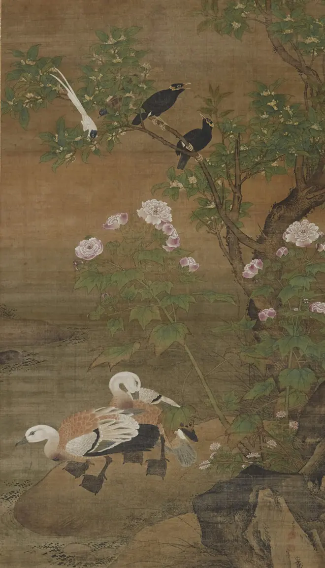 重要文化財　四季花鳥図（部分）　呂紀筆　中国・明時代・15 ～16 世紀　東京国立博物館蔵   【展示期間：4月13日～5月6日】