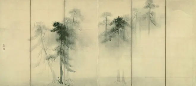 国宝　松林図屛風（左隻）　長谷川等伯筆　安土桃山時代・16 世紀　東京国立博物館蔵 【展示期間：4月13 日～5月6日】