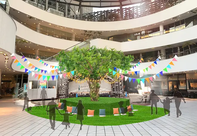 3月23日（金）～3Fメイン広場にはシンボルツリーと芝生が敷かれ、公園のような空間に（画像はイメージ）