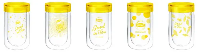 Lipton ダブルウォールグラス ５種 ：各税込み1,650円 (数量限定)※蓋は密閉不可