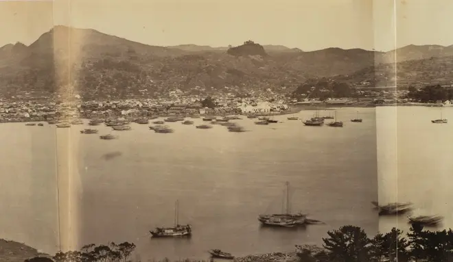 プロイセン東アジア遠征団写真班 《(長崎パノラマ)》(部分)1861 年 東京都写真美術館