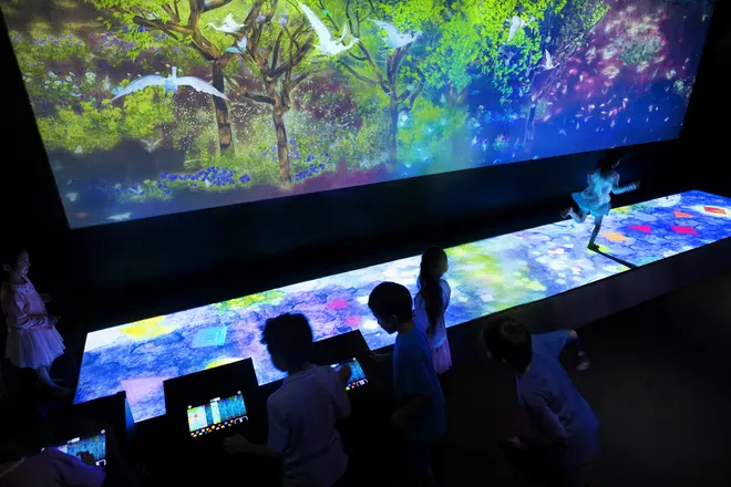 teamLab, 2015-, Interactive Digital Installation, Sound: teamLab