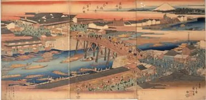  東都名所 日本橋真景并ニ魚市全図 1830-43年（天保中頃）  歌川広重/画 館蔵