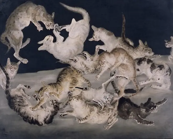  藤田嗣治 《猫》 1940年 油彩・カンヴァス 東京国立近代美術館蔵　© Fondation Foujita / ADAGP, Paris & JASPAR, Tokyo, 2017 E2833