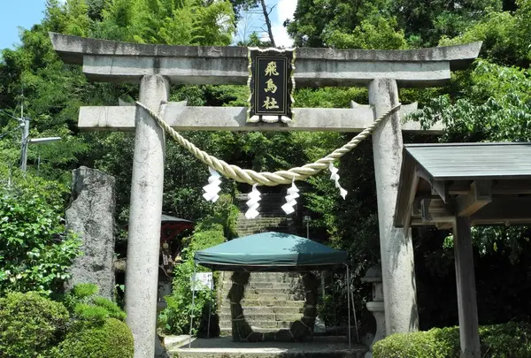 立派な鳥居をくぐる