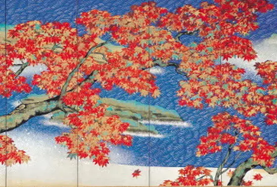 大観の「紅葉」」（六曲一双屏風）