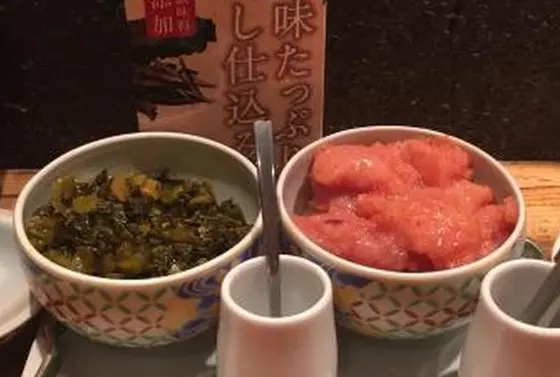 沢山の明太子と高菜を食べられる至福の時間！