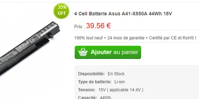 4 Cell Batterie Asus A41-X550A 44Wh 15V